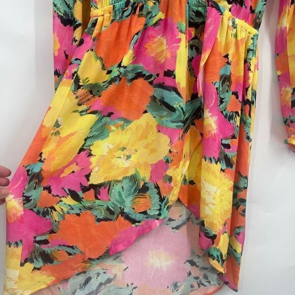 Jen‘s Pirate Booty Multicolor Elastic Waist Fire Floral Mini Dress Medium - Picture 5 of 9